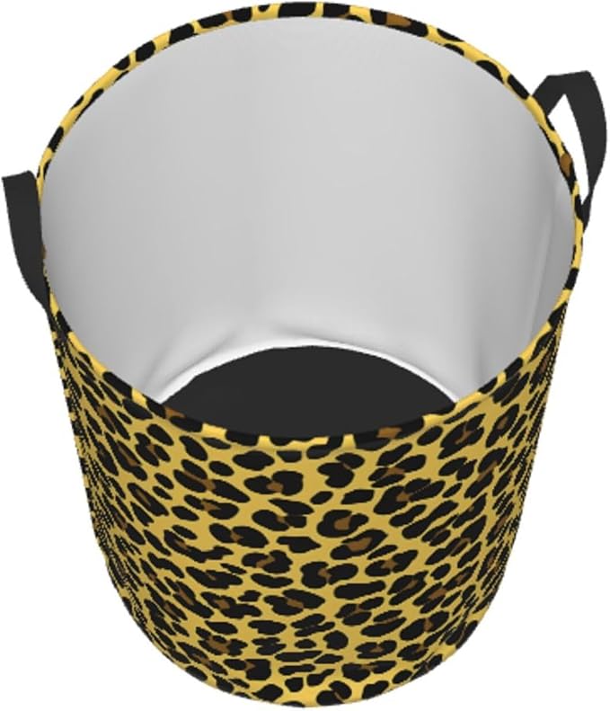 Laundry Basket Golden Leopard Print Collapsible Large Capacity, 63L Dirty - Image 8