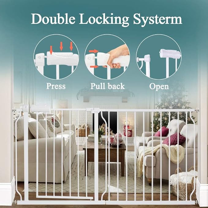 ALLAIBB Extra Wide Pressure Mounted Baby Gate Walk Through Child Kids Safety - Image 4
