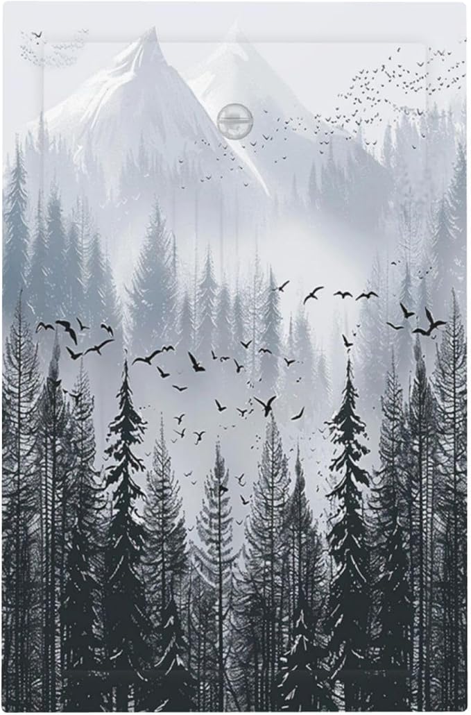 Misty Forest Nature Tree Mountain Birds Light Switch Cover Plate 1 Gang No by Unknown