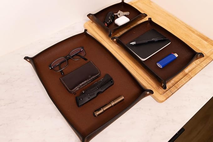 Valet Tray – Full-Grain Leather Catchall Organizer - Image 5