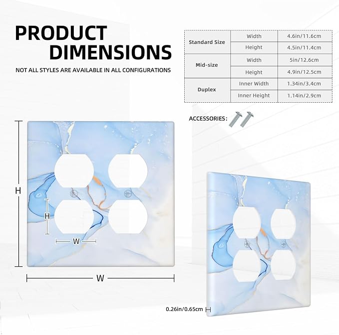 Modern Art Blue Gold Marble Abstract Luxury Print Outlet Covers 2 Gang Double - Image 5