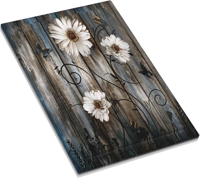Rustic Wood Background Floral Butterfly Daisy Light Switch Cover Plate 1 Gang - Image 3