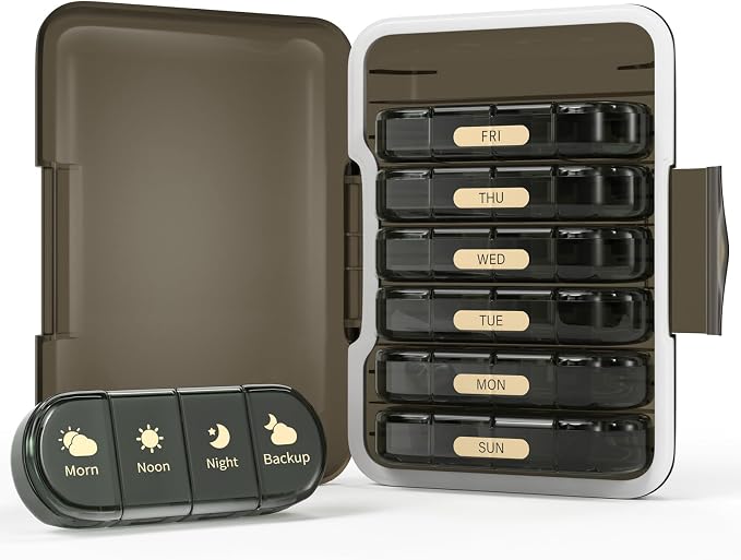 Weekly Pill Organizer 4 Times a Day, 7 Day Pill Box 4X, Portable - Image 9