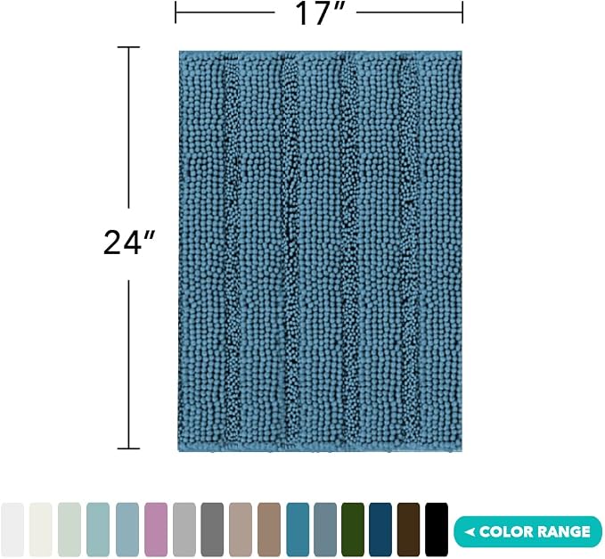 Turquoize Bathroom Rugs Non-Slip Chenille Bath Mat - Image 2