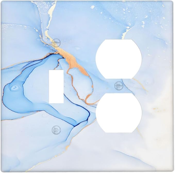 Modern Art Blue Gold Marble Abstract Luxury Print Wallplates 1 Toggle 1 Duplex by Unknown