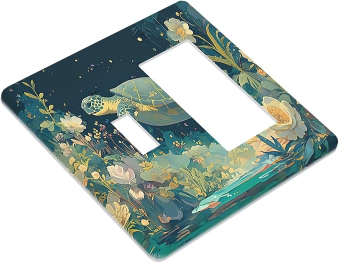 Outlet Covers Fantasy Sea World Sea Turtle Floral Plant 1 Toggle 1 Rocker - Image 3