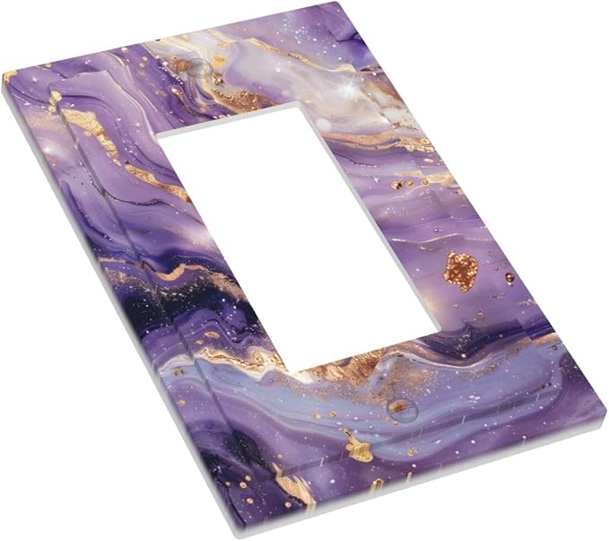Luxury Marble Texture Purple And Gold Abstract Print Decorative Outlet Covers 1 - Image 3