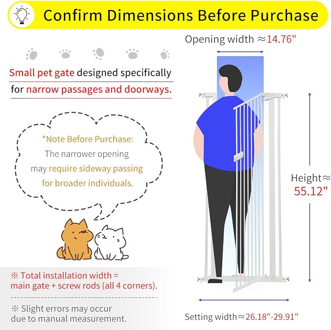 Lumizone Extra Tall Cat Gate 55.12" High Pressure Mounted Extra Wide 2025 New - Image 2