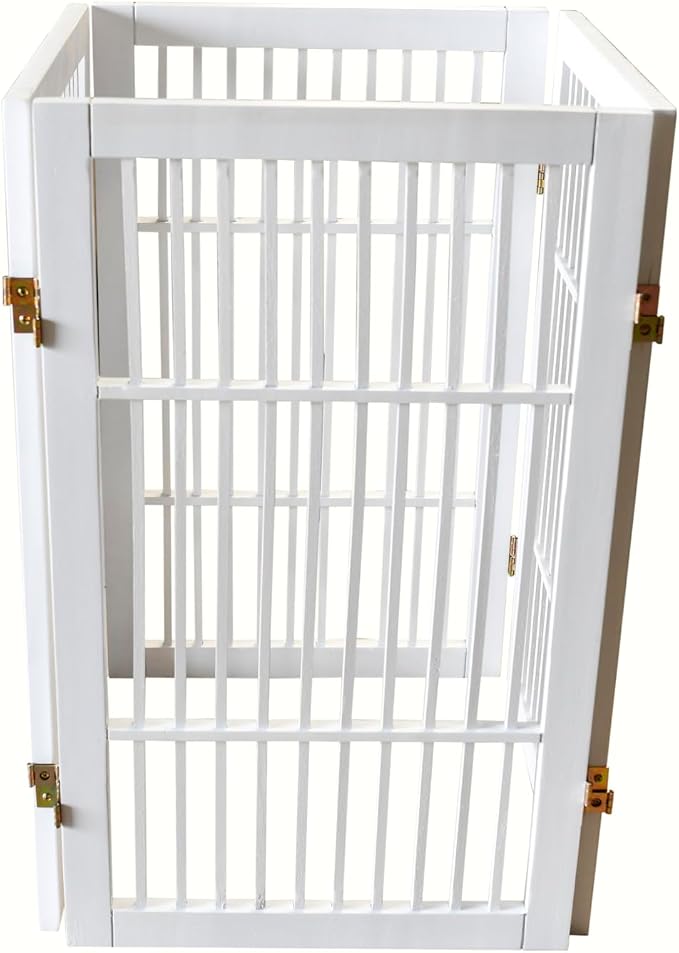 Pet Dog Gate Strong and Durable Freestanding Folding Acacia Hardwood Portable - Image 5