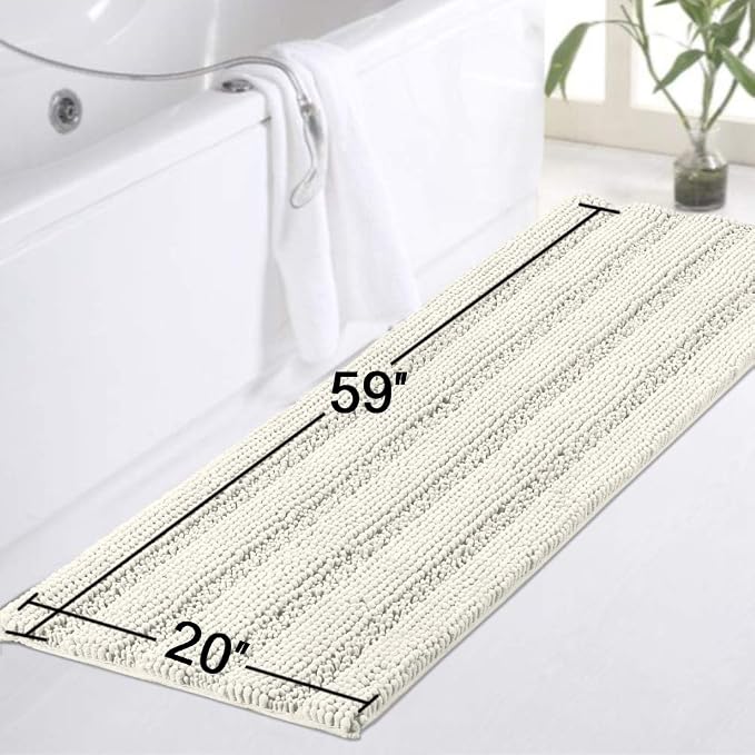 Turquoize Non-Slip Kitchen/Bath Rug Runner Luxury Chenille Shaggy Bathroom Rug - Image 2