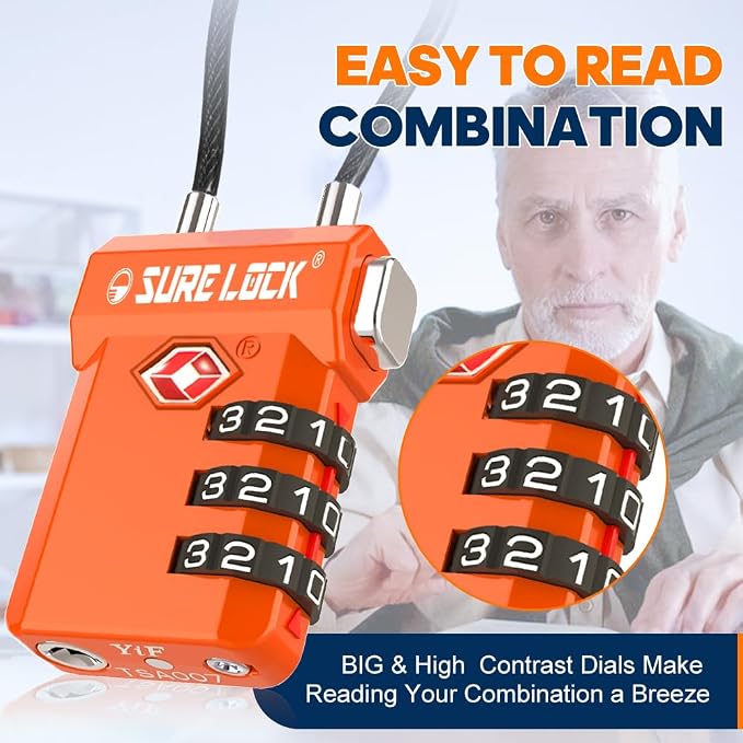 SURE LOCK TSA Approved 3-Digit Combination Luggage Locks – Open Alert Indicator - Image 3