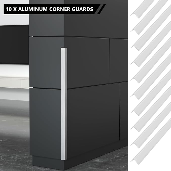10pcs 48"L*1.42"W Aluminum Self-Adhesive Wall Corner Protectors, Wall Furniture - Image 3
