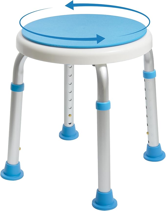 Vaunn Medical Tool-Free Assembly Adjustable Swivel Shower Stool Seat Bench by Vaunn