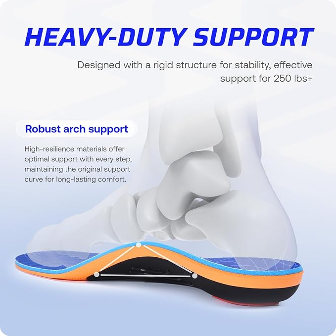 VALSOLE 250+ lbs Plantar Fasciitis High Arch Support Insole - Image 2