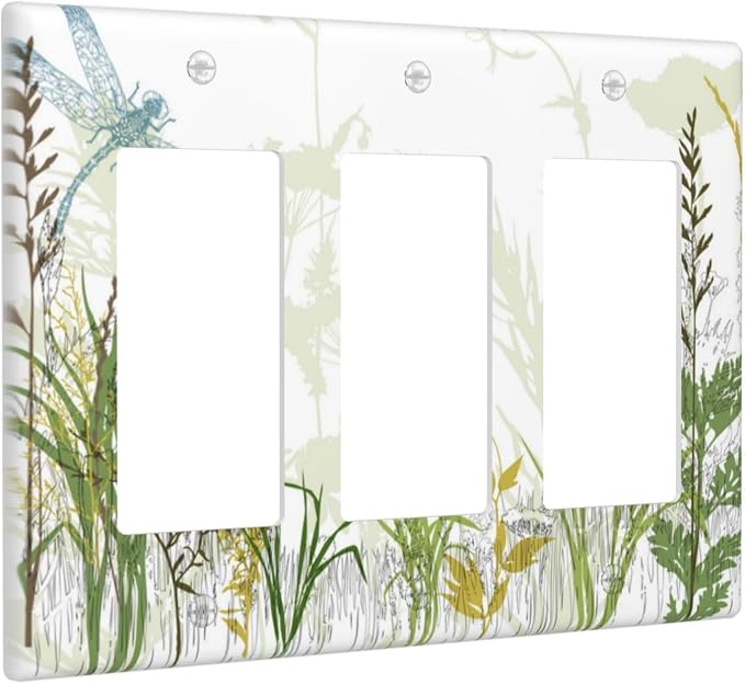 Wild Flower Dragonfly 3 Gang Rocker Light Switch Cover Plates Decorative - Image 2