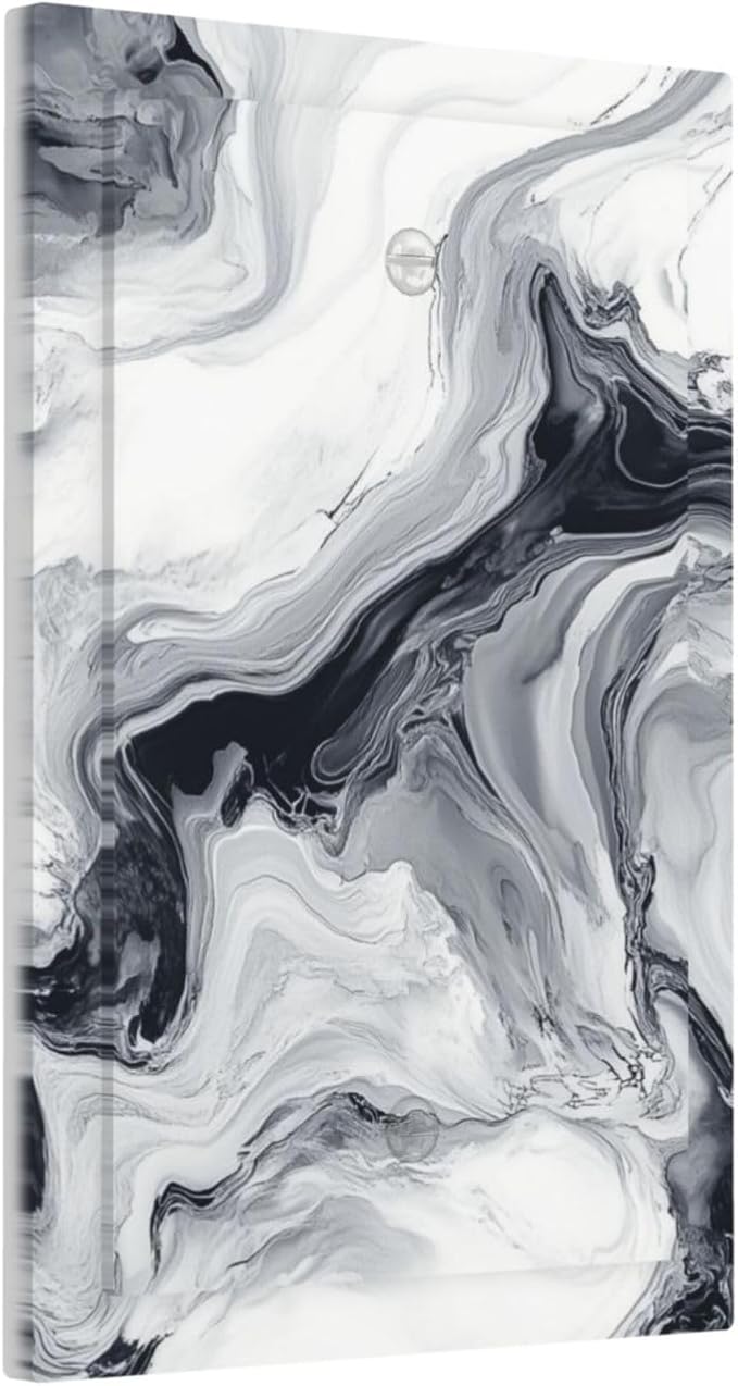 Abstract Marble Ink Texture Grey Marble Print Light Switch Cover Plate 1 Gang - Image 2