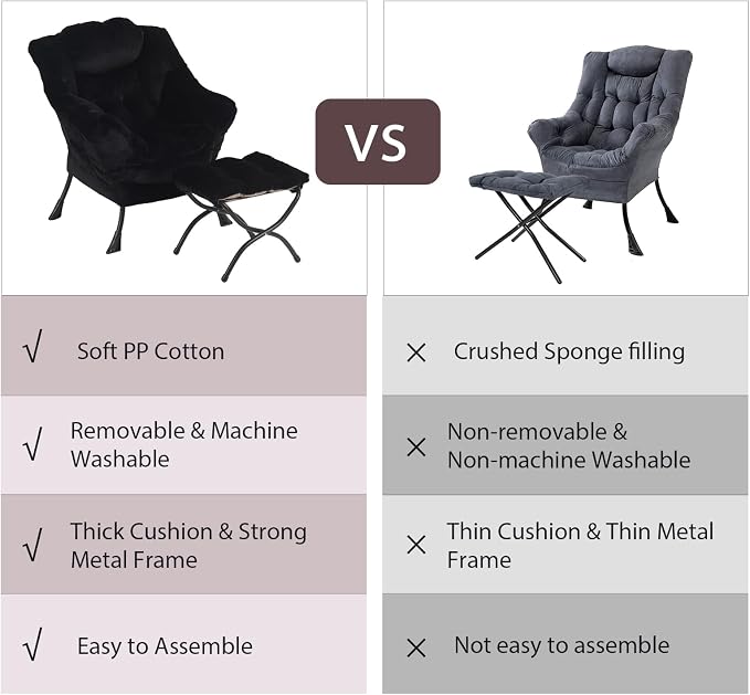 Lazy Chair with Ottoman, Modern Chair with Folding Footrest, Lounge Accent Chair - Image 4