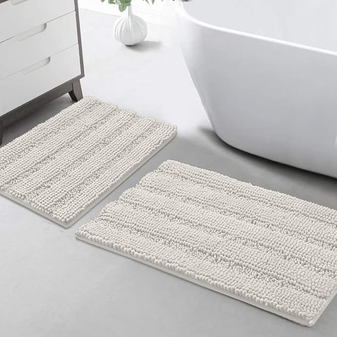 Turquoize Chenille Bathroom Rugs Set Non-Slip Bath Mats by Turquoize
