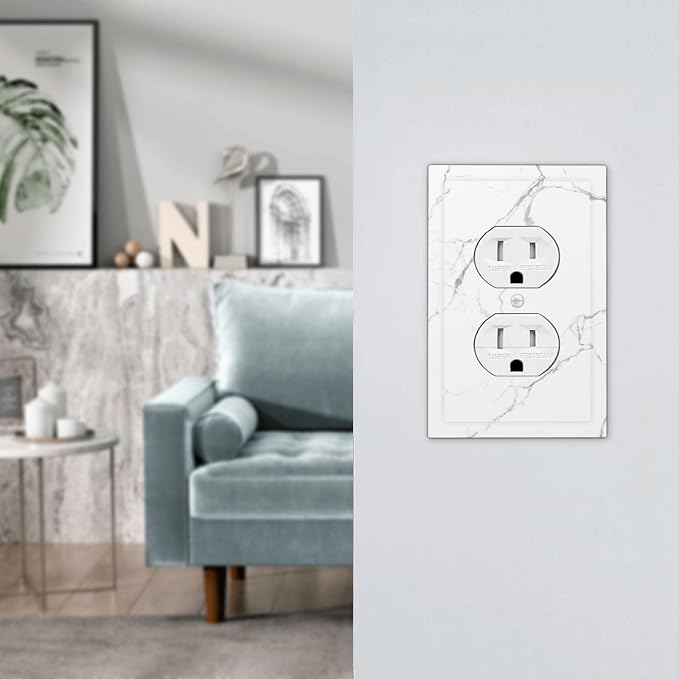 Luxurious White Marble Abstract Print Outlet Covers 1 Gang Duplex Light Switch - Image 7