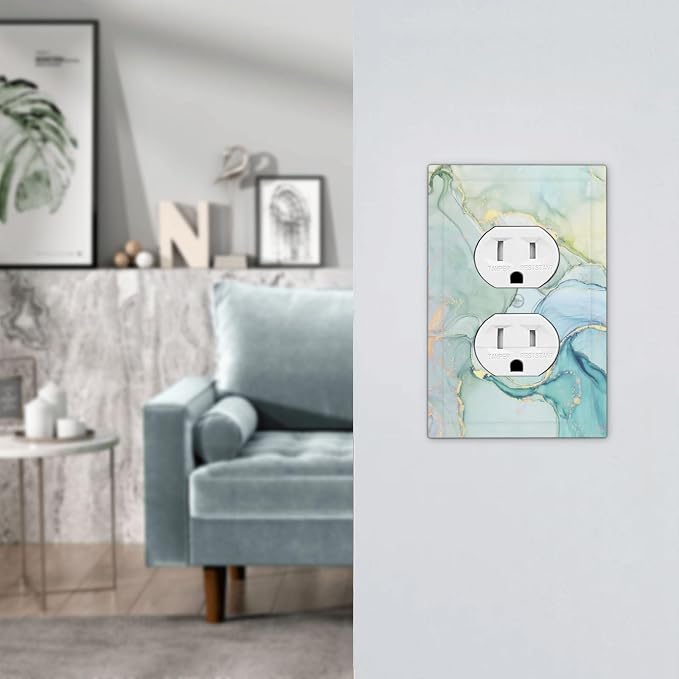 Outlet Covers Teal Gold Marbling Turquoise 1 Gang Duplex Wall Plate Decorative - Image 7