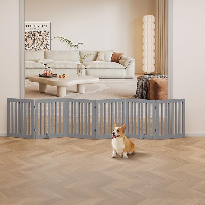 unipaws 120" Extra Wide Pet Gate, Free Standing Dog Gate - Image 2