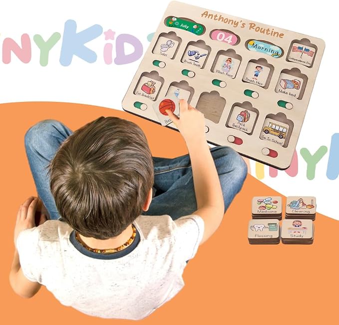Personalized Wooden Daily Routine Chart, Visual Schedule, Routine Chart - Image 2