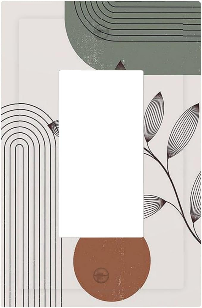 Decorative Outlet Covers Sage Green Boho Nature Art Minimalist Geometric Plant by Everyswitchisastoryswitch