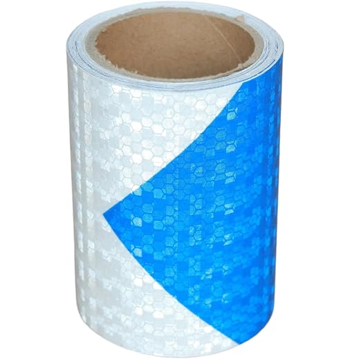Reflective Tape Blue and White 4 inch X 10 feet, Outdoor Waterproof Hazard by tuyrchu