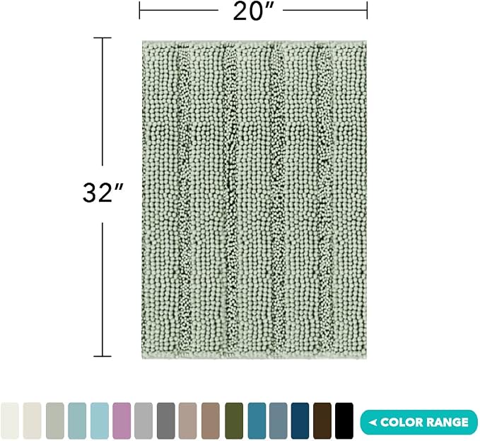 Turquoize Bathroom Rugs Shaggy Chenille Bath Rug Non Slip Thick Shaggy Bath Mats - Image 2