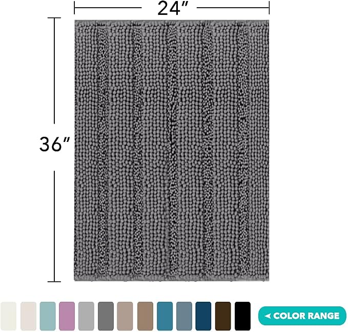 Turquoize Chenille Bath Rugs Shaggy Bathroom Rugs Non Slip Bath Mat - Image 2