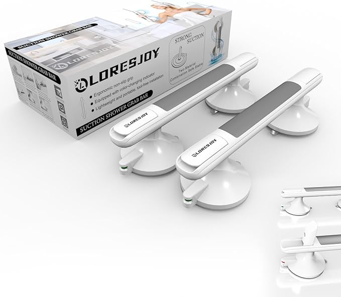 Shower Handles for Elderly Suction, 2 Pack Grab Bars for Bathtubs and Showers by LORESJOY