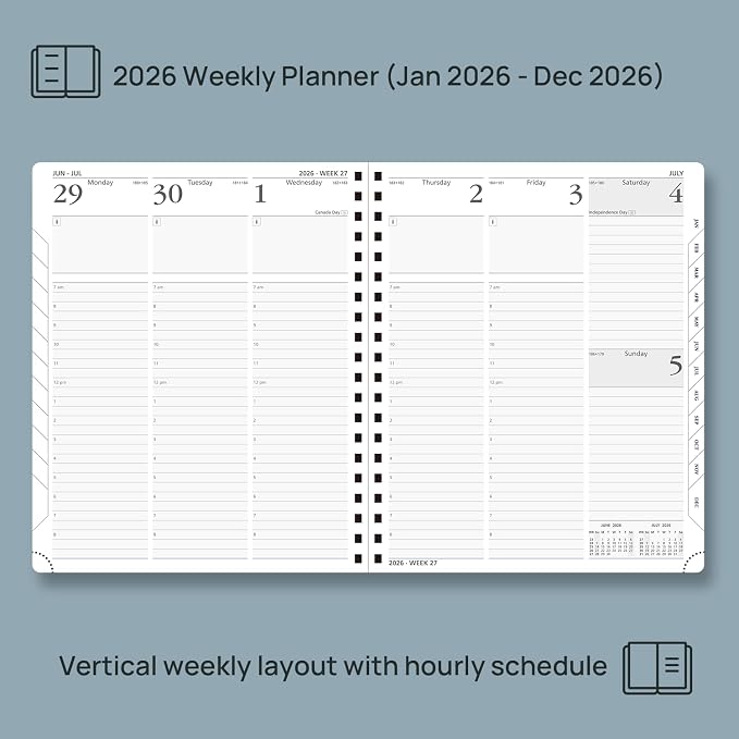 POPRUN 2026 Planner with Hourly Schedule, Vertical Layout - Image 3