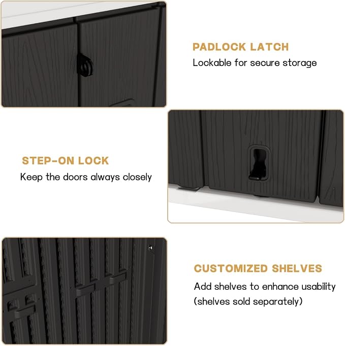 KINYING Outdoor Storage Shed, 57 Cu.ft Vertical Outdoor Storage Cabinet - Image 7