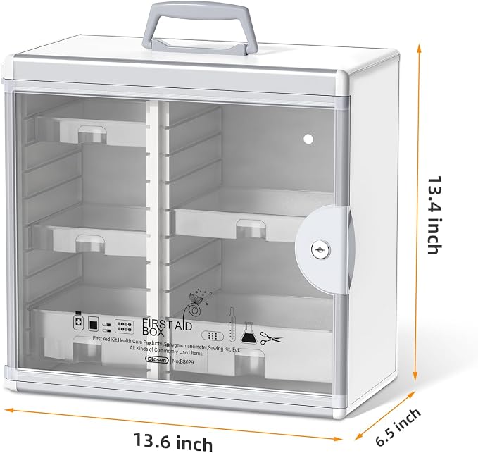 Glosen Medicine Cabinet Locking Medicine Cabinet Wall Mounted【 Silver 13.6 x - Image 2