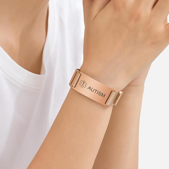 VNOX Medical Alert Id Bracelet for Men Women, Custom Engraving Adjustable - Image 2