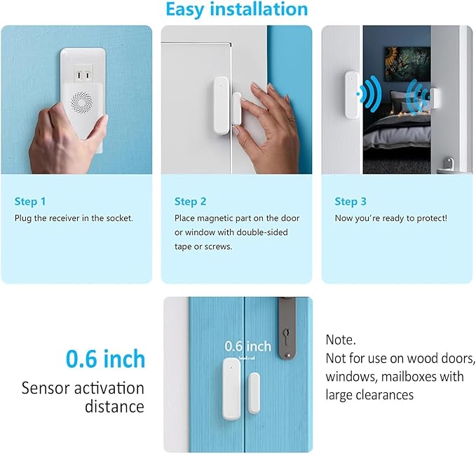 Wireless Door Sensor Chime, Door Open Alarm When Entry Business/Office/Store - Image 4