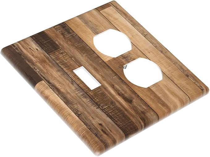 Rustic Brown Wood Splicing Vintage Dark Oak Print Wallplates 1 Toggle 1 Duplex - Image 3