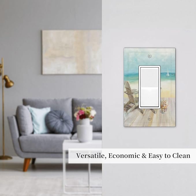 Outlet Covers Beach Chair Seascape Blue Ocean 1 Gang Wall Plate Single Rocker - Image 7