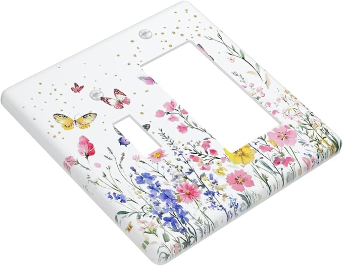 Outlet Covers Watercolor Floral Butterfly Colorful Wildflower 1 Toggle 1 Rocker - Image 3