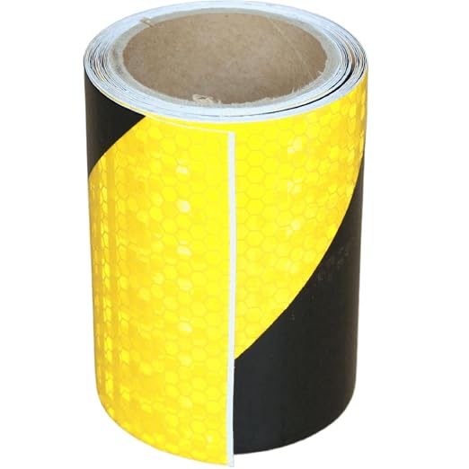 Yellow Black Reflective Tape 4 inch X 10 feet, Outdoor Waterproof Hazard by tuyrchu