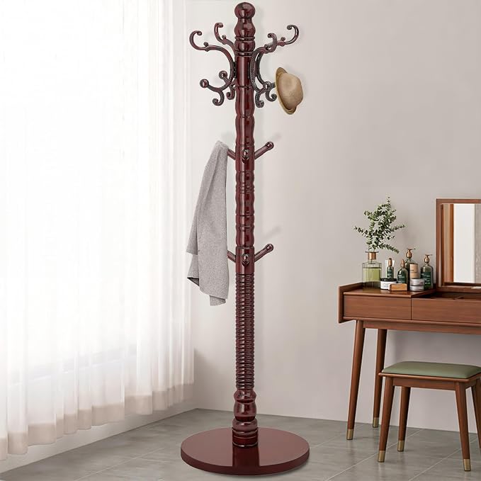 Wood Coat Rack Stand, Wooden Coat Rack Freestanding by OIRUMIECoatRackFreestanding
