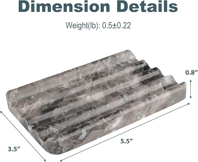 Marble Soap Dish, Bar Soap Holder Shower, Easy Cleaning Stone Sponge Holder - Image 5