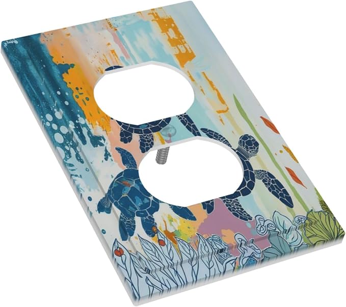 Outlet Covers Colorful Ocean Sea Turtle Marine Life 1 Gang Duplex Wall Plate - Image 3