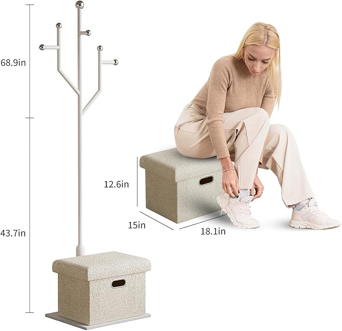 Modern Metal Coat Rack Stand, Heavy Duty Coat Rack Freestanding - Image 3