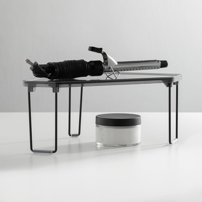 mDesign Plastic/Steel Corner Stackable Rack, Storage Organizer Shelf - Image 2
