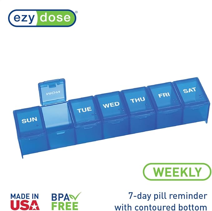EZY DOSE Weekly Daily Pill Case, Medicine Planner, Vitamin Organizer, - Image 2