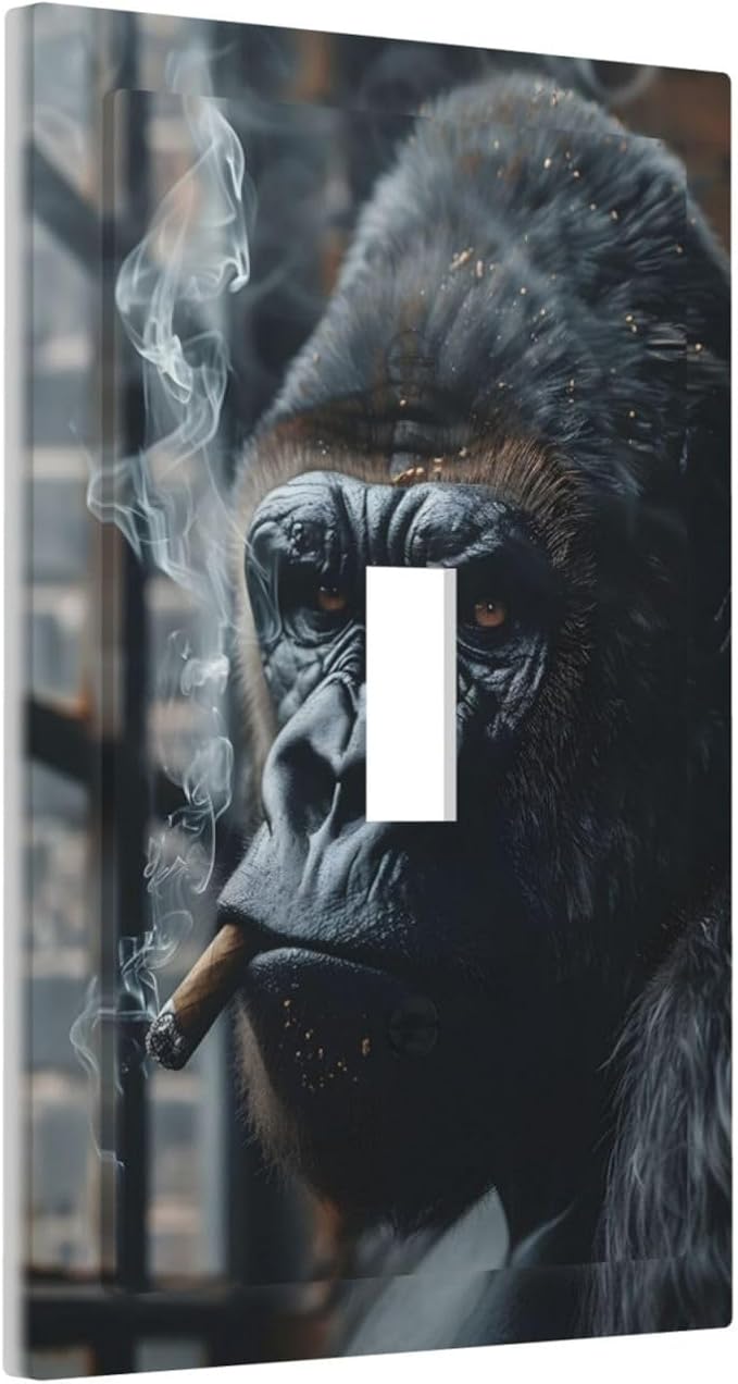 Funny Animal Smoking Black Orangutan Decorative Light Switch Cover 1 Gang - Image 2
