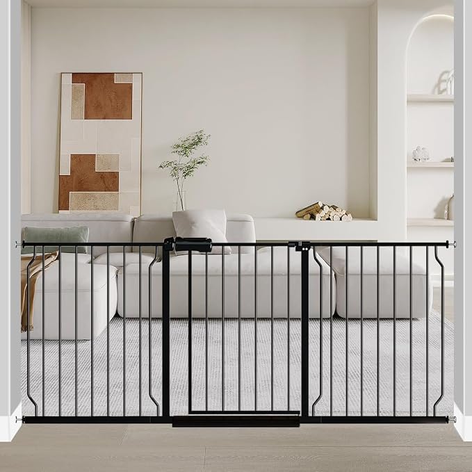 Fairy Baby Extra Wide Baby Gate Black 67-71.5 Inch Wide, Walk Through Pressure by FairyBaby