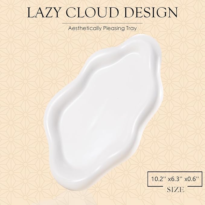 Ceramic Jewelry Tray Trinket Dish, Decorative Cloud Vanity Key Tray - Image 2