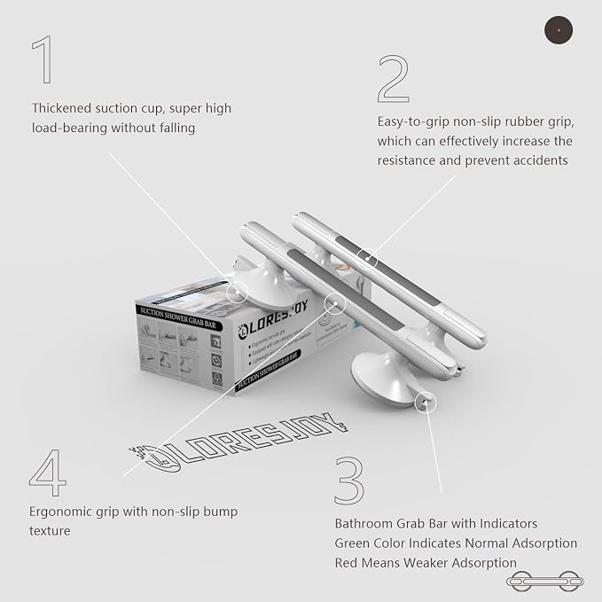 Shower Handles for Elderly Suction, 2 Pack Grab Bars for Bathtubs and Showers - Image 3
